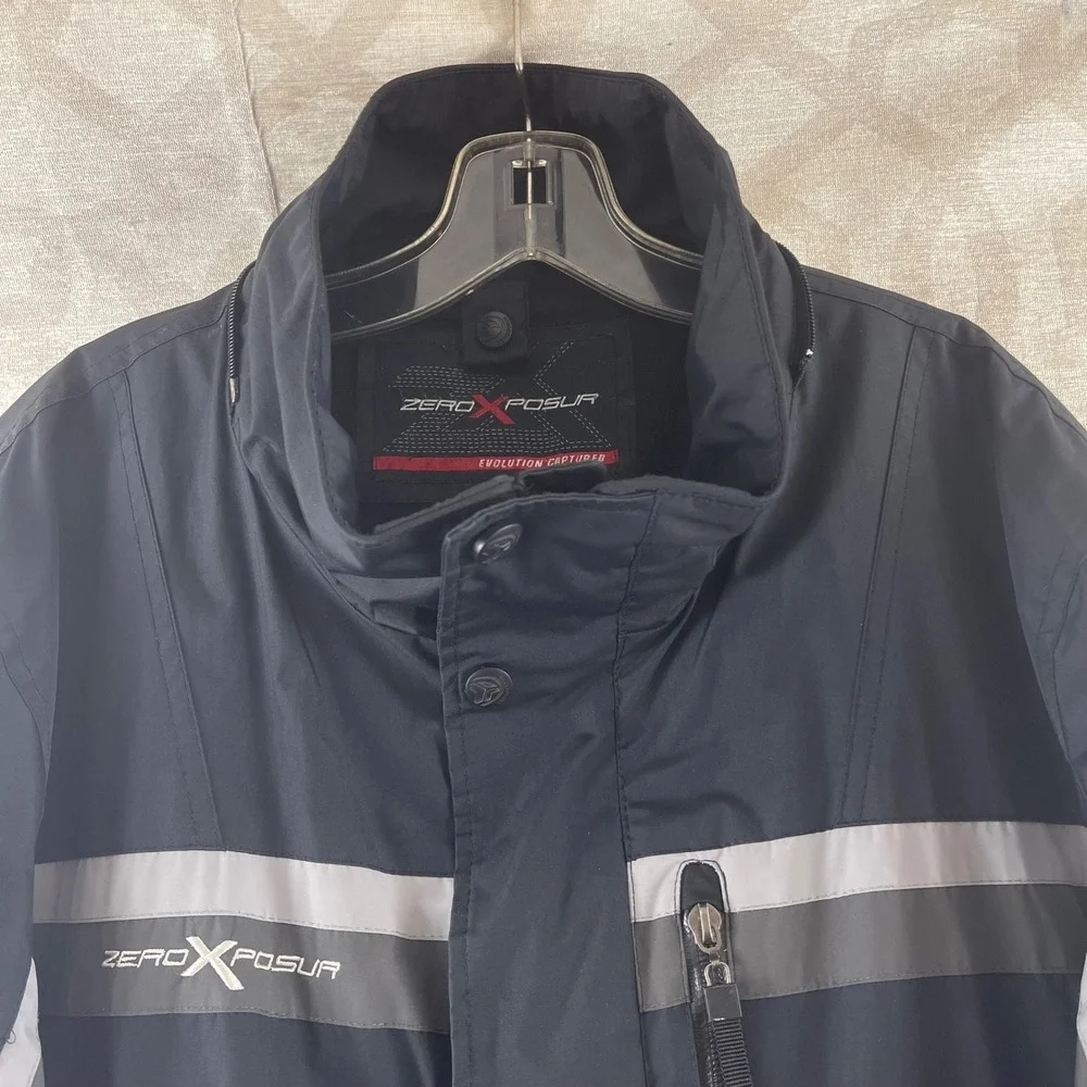 ZeroXposur Mens Evolution Captured Windbreaker Jacket‎ Black Grey L 84340-3